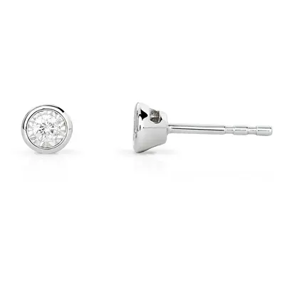 Fine Jewellery by John Greed 9ct White Gold Rubover Illusion Set 0.10ct Diamond Earrings For Wom