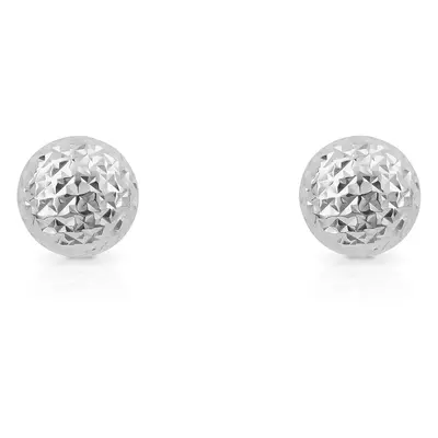 Fine Jewellery by John Greed 9ct White Gold Textured Ball Stud Earrings For Women