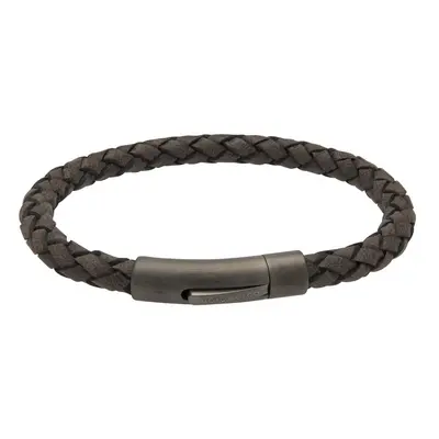 Unique Morrocan Brown Leather Bracelet with Matte Gunmetal Steel Clasp