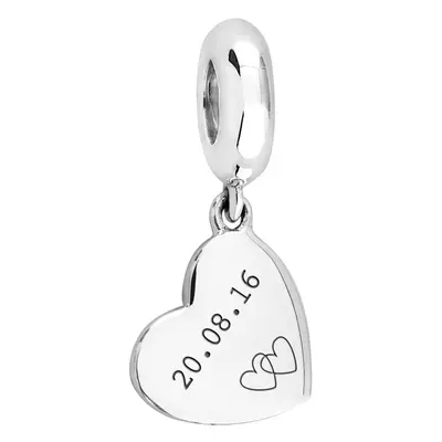 John Greed Signature Silver Date with Hearts Pendant Charm For Women