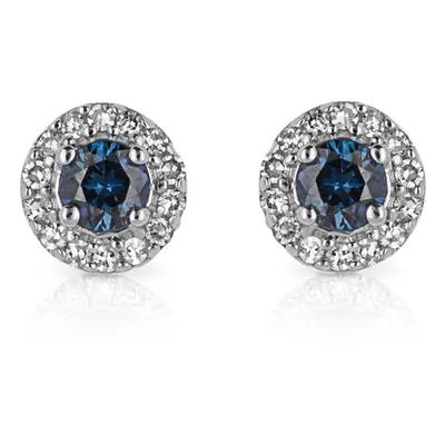 Fine Jewellery by John Greed 9ct White Gold Diamond & Sapphire Round Stud Earrings For Women