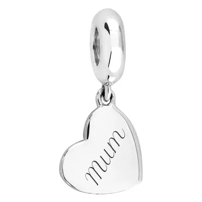 John Greed Signature Silver Mum Heart Pendant Charm For Women