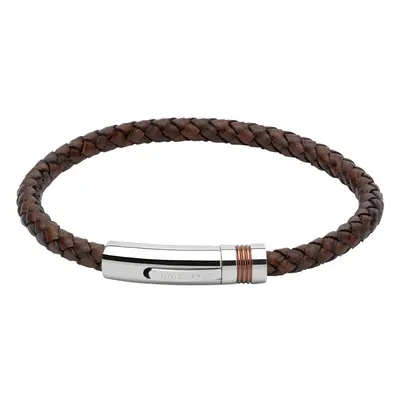 Unique & Co Antique Dark Brown Leather Steel Clasp Bracelet