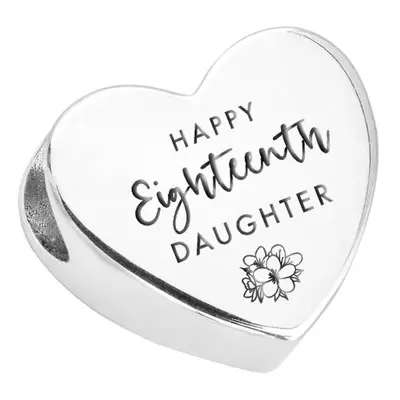 John Greed Signature Silver Happy 18th Daughter Heart Charm For Women