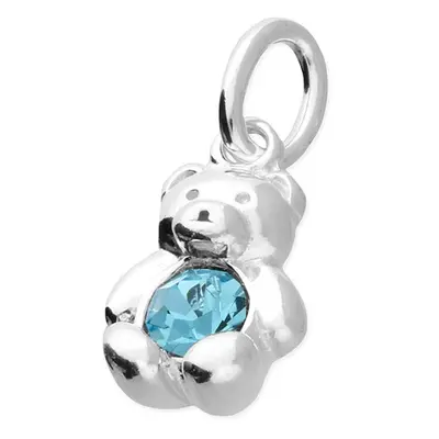 John Greed Signature Children's Silver March Birthstone Crystal Bear Pendant Charm For Women