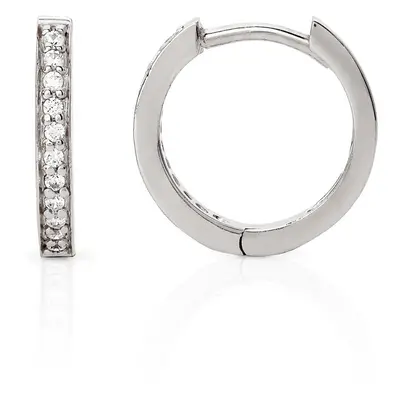 John Greed Signature Silver Channel Set CZ Hoop Earrings For Women