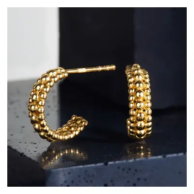 John Greed CANDY Cane Gold Plated Silver Multi Bead Half Hoop Earrings For Women