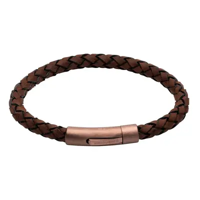 Unique Dark Brown Leather Bracelet with Matte Brown Steel Clasp