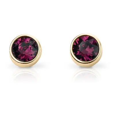 John Greed Signature Gold Plated Silver February Birthstone Crystal Stud Earrings For Women