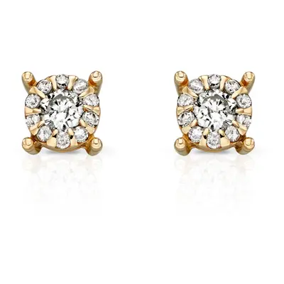 Fine Jewellery by John Greed 9ct Gold 0.16ct Diamond Cluster April Birthstone Stud Earrings For 