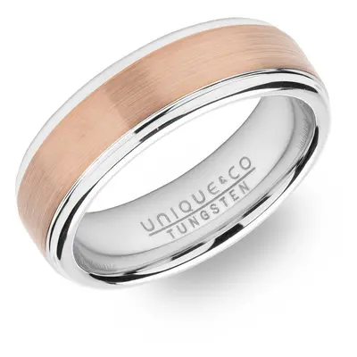 Unique Tungsten Carbide 7mm Ring with Rose Plating