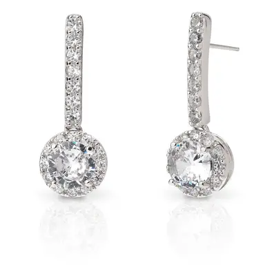 John Greed Signature Silver CZ Cluster Bar Drop Earrings For Women