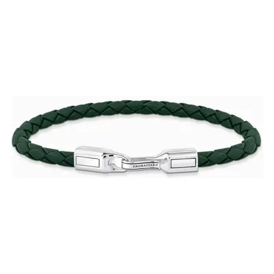 THOMAS SABO Rebel Silver Green Leather Bracelet