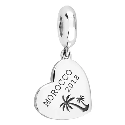 John Greed Signature Silver Holiday Destination with Date Heart Pendant Charm