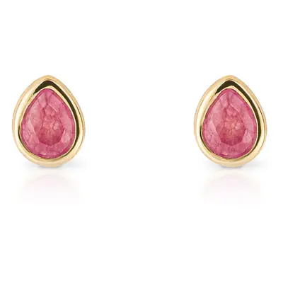 John Greed Signature Gold Plated July Birthstone Teardrop Stud Earrings For Women