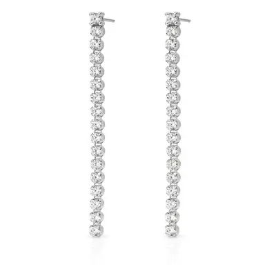 John Greed Signature Silver CZ Thin Row Drop Earrings For Women