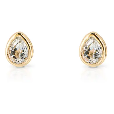 John Greed Signature Gold Plated April Birthstone Teardrop Stud Earrings For Women