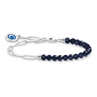 THOMAS SABO Silver Charmista Link Chain Blue Stone Charm Bracelet For Women