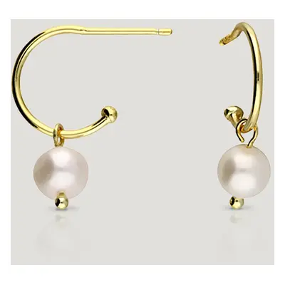 John Greed CANDY Spun Gold Plated Silver Freshwater Pearl Open Hoop Earrings For Women