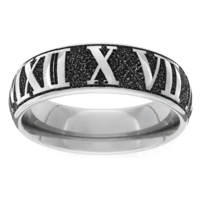 GETi Titanium Roman Numerals Engraved 6mm Ring