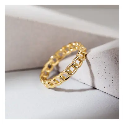 John Greed CANDY Cane Gold Plated Silver Chain Link Ring For Women