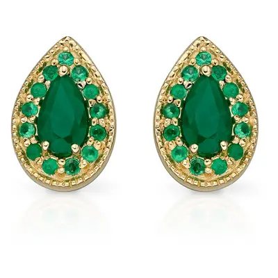 Fine Jewellery by John Greed 9ct Gold Emerald Teardrop Stud Earrings For Women