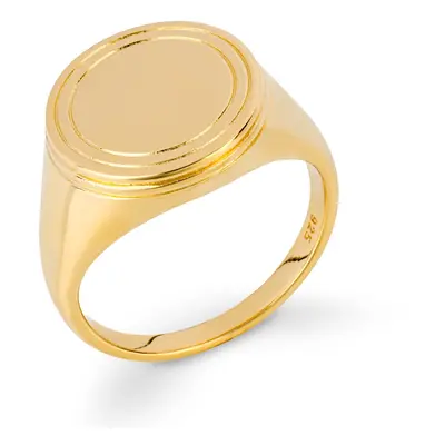 John Greed Signature Gold Plated Ridged Signet Ring For Women