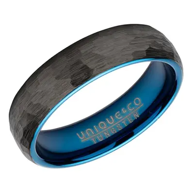 Unique Tungsten Carbide Hammered 6mm Ring with Black Plating