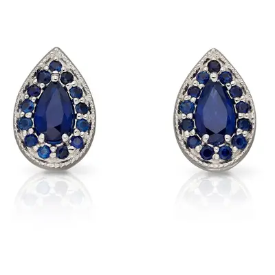 Fine Jewellery by John Greed 9ct White Gold Sapphire Pear Shaped Stud Earrings For Women