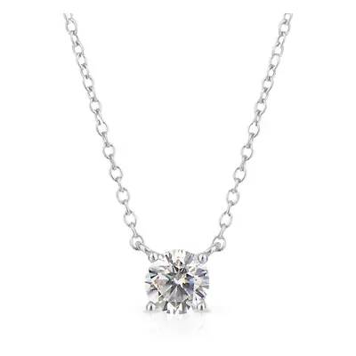 Diamonfire Silver Zirconia Four Claw Solitaire Necklace For Women