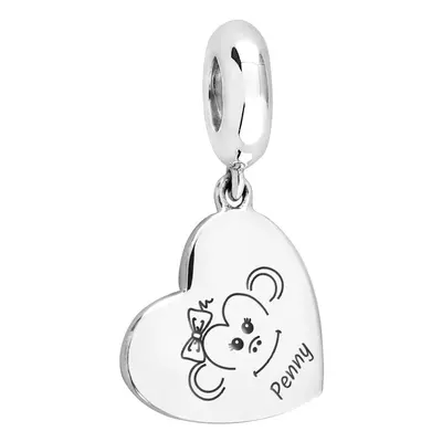 John Greed Signature Silver Cute Monkey Name Heart Pendant Charm For Women