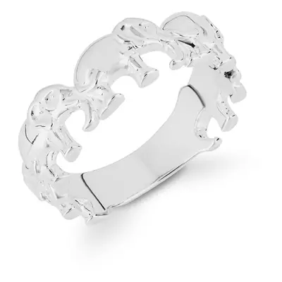 John Greed Signature Silver Elephant Band Ring For Women