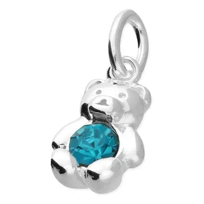 John Greed Signature Children's Silver December Birthstone Crystal Bear Pendant Charm For Women