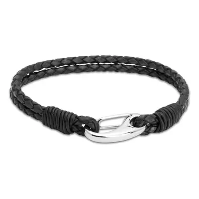 Unique & Co Black Leather Bracelet with Steel Shrimp Clasp