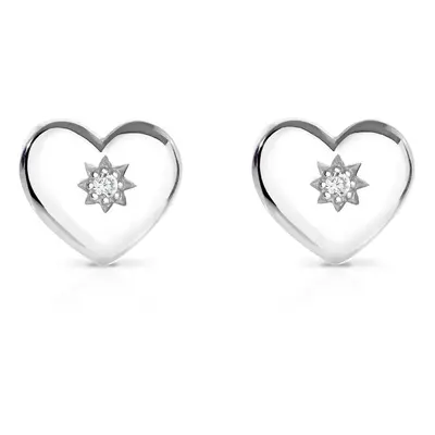 John Greed Signature Silver CZ Heart Stud Earrings For Women