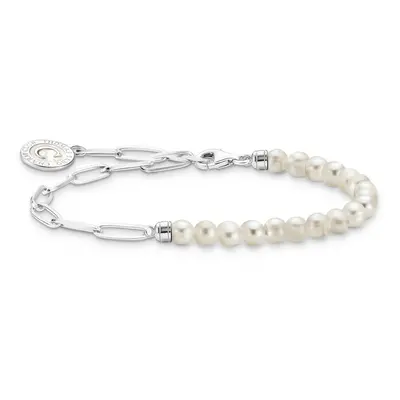 THOMAS SABO Silver Charmista Link Chain Pearl Charm Bracelet For Women