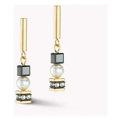 Coeur De Lion Graduated GEOCUBE Earrings Gold Black Crystal Pearl For Women