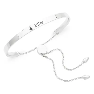 John Greed Signature Silver Handprint/Footprint Engraving Slider Bracelet For Women