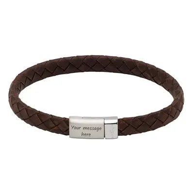 Unique Dark Brown Leather Bracelet with Steel Magnetic Clasp