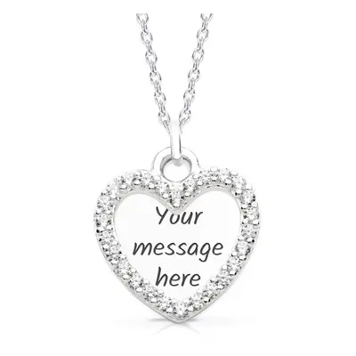 John Greed Signature Medium Silver Engravable Heart & Halo Necklace For Women