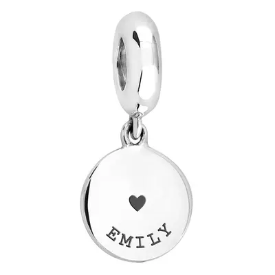 John Greed Signature Silver Heart with Name Disc Pendant Charm For Women