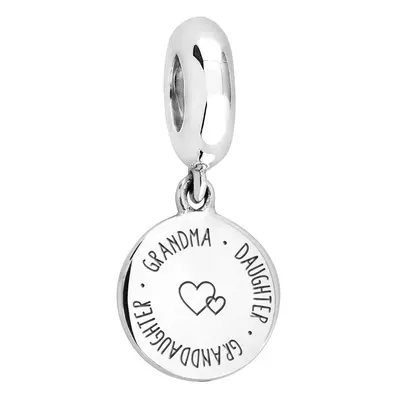 John Greed Signature Silver Grandma, Daughter, Granddaughter Disc Pendant Charm For Women