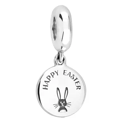 John Greed Signature Silver Happy Easter Bunny Disc Pendant Charm For Women