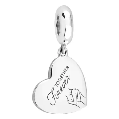 John Greed Signature Silver Together Forever Medium Heart Pendant Charm For Women