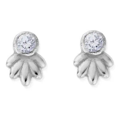 ChloBo Silver Glistening Flower Bud Stud Earrings For Women