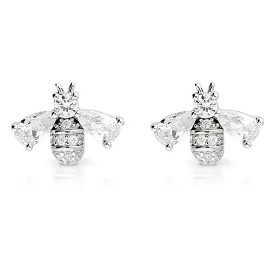 John Greed Tempest Meadow Silver CZ Bee Stud Earrings For Women