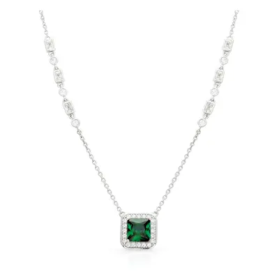 Diamonfire Silver White & Emerald Zirconia Art Deco Style Necklace For Women