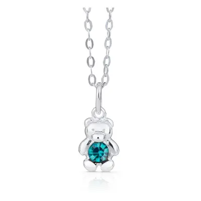 John Greed Signature Children's Silver December Birthstone Crystal Bear Necklace For Women