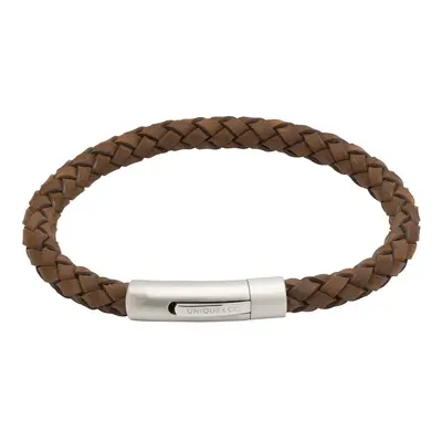 Unique & Co Brown Leather Bracelet with Matte Steel Clasp