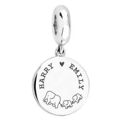 John Greed Signature Silver Elephant Family Medium Disc Pendant Charm For Women